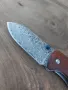 Японски сгъваем ловен нож DAMASKUS X10 с калъф от телешки бланк, снимка 4