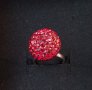 Сребърен пръстен проба 925 / червена топка с кристали "Swarovski" , снимка 4