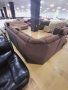 Кафяв ъглов диван от плат с функция сън "ZE-EM06001", снимка 6