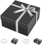 Нов комплект от 5 броя Черни Магнитни кутии за опаковане подаръци 8x8x4 инча