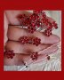 Фуркети с червени кристали - 10 бр в пакет, снимка 1 - Аксесоари за коса - 39043811