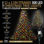 Коледни лампички за елха NETTA 2,5 м x 12 нишки 300 LED, 8 режима, многоцветни, снимка 2