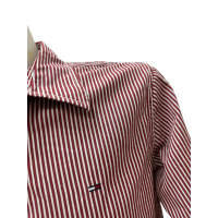 Мъжка риза TOMMY HILFIGER размер L / XL райе червено бяло, снимка 2 - Ризи - 44589716