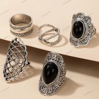 Дамски моден комплект бижута от 5 пръстена, 3модела - 023, снимка 7 - Пръстени - 41059513
