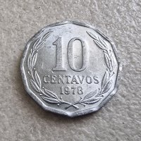 Манета . Чили. 10 цента  . 1978 година. , снимка 4 - Нумизматика и бонистика - 41320788