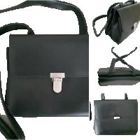 Poco Loco - интересна черна чанта от естествена кожа, снимка 1 - Чанти - 17666690