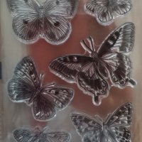 6 пеперуди пеперуда силиконов гумен печат декор украса за бисквитки фондан Scrapbooking, снимка 1 - Други - 44405824