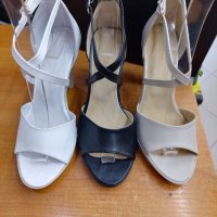 НАМАЛЕНИЕ-Дамски сандали естествена кожа м. 687 бяли,черни и светло бежави, снимка 1 - Сандали - 40748705