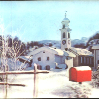 Стерео 3D картичка Зима Църква Пейзаж 1977 от Япония, снимка 1 - Филателия - 44685219