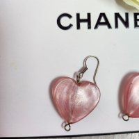Луксозни обеци розови сърца, снимка 2 - Обеци - 44742176