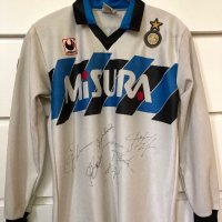 Inter Milan 1990/91 автентична футболна блуза с автографи S, снимка 1 - Футбол - 41876860