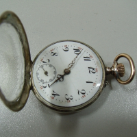 № 6154 стар френски джобен часовник   - REMONTOIR Sylindre   - сребърен с позлата   , снимка 9 - Антикварни и старинни предмети - 36437361