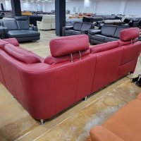 Червен кожен ъглов диван "HUKLA HU-SF15058" с ел.релакс, снимка 8 - Дивани и мека мебел - 39688909