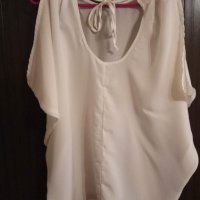бяла блуза с отворени рамена размер, снимка 2 - Туники - 35997911
