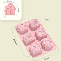 6 къщи къща силиконов молд форма фондан шоколад гипс сапун, снимка 1 - Форми - 42643836