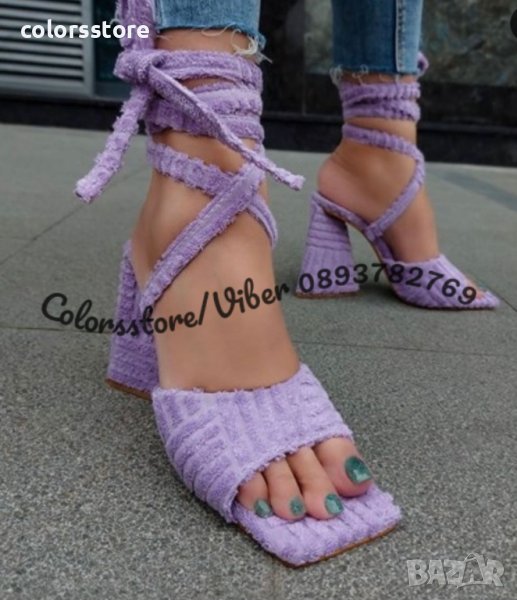 Сандали на ток - лилави - HL100, снимка 1