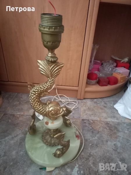 Интересна бронзова лампа с оникс , снимка 1