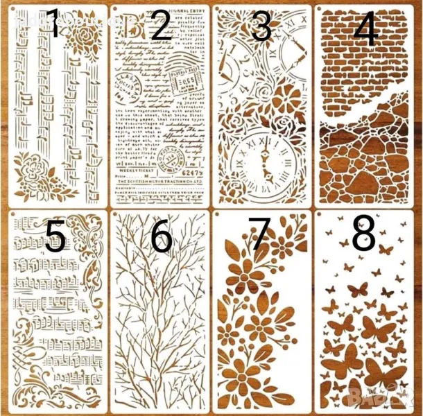 Шаблон стенсил Ноти/ Цветя/ Пеперуди/ Фон, снимка 1