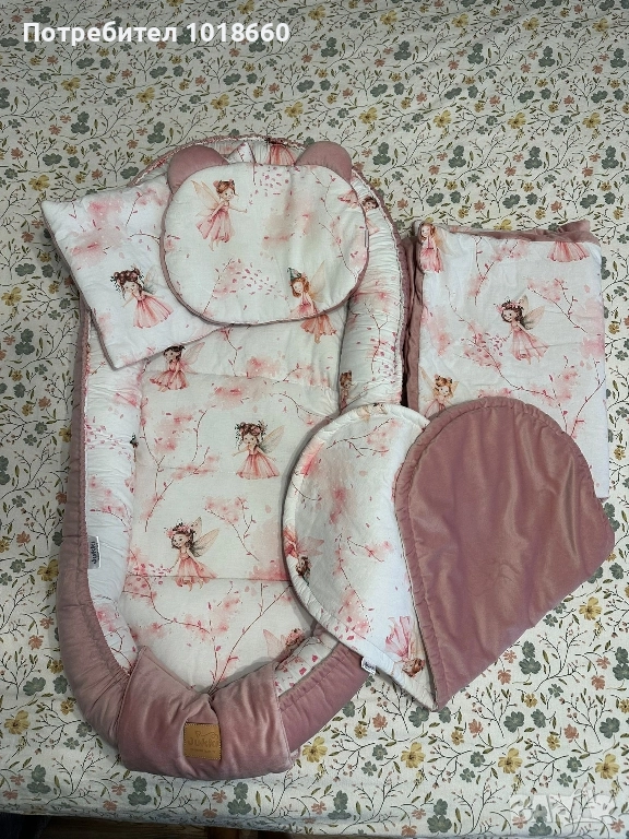 Бебешко гнездо Jukki Little Fairy & Smokey Pink Soft Velvet, снимка 1