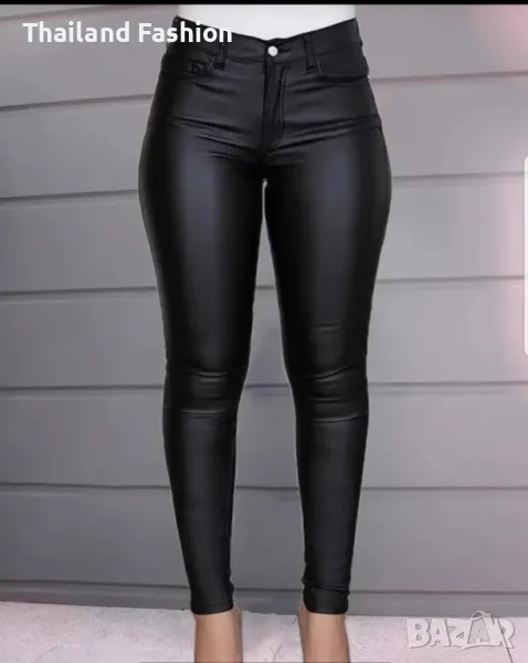 Дамски кожен панталон, дънки, клин, снимка 1