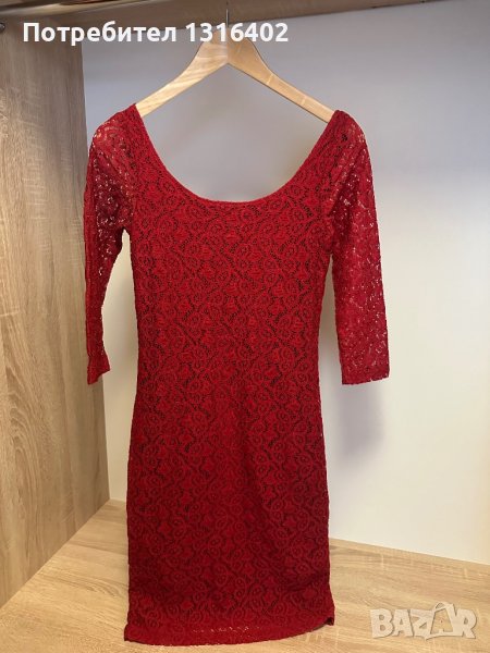 Дантелена червена рокля, размер XS/S, снимка 1