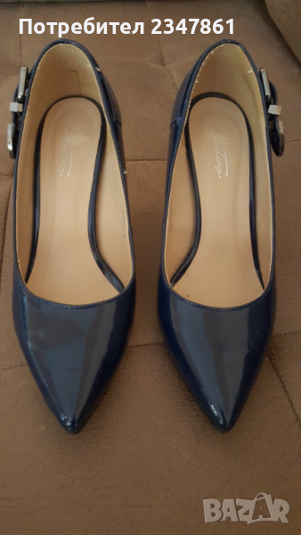 Тъмно сини лачени обувки, снимка 1