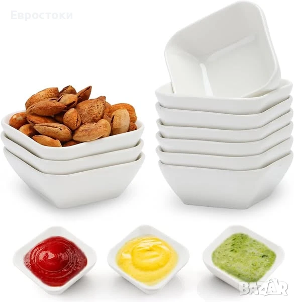 12 подреждащи се купички за дип, пластмасови купички за соев сос, закуски, барбекю, додправки, снимка 1