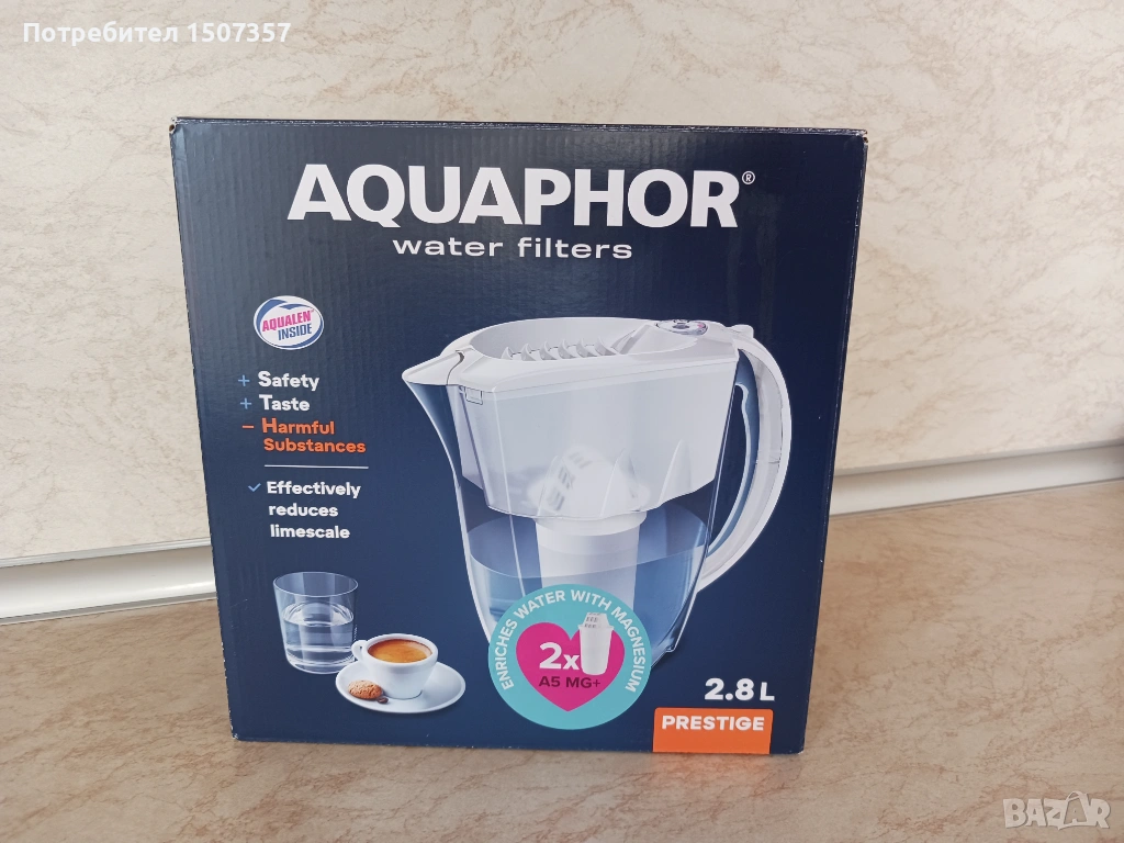 Нова филтрираща кана AQUAPHOR ПРЕСТИЖ с 2 филтъра A5Mg+, снимка 1