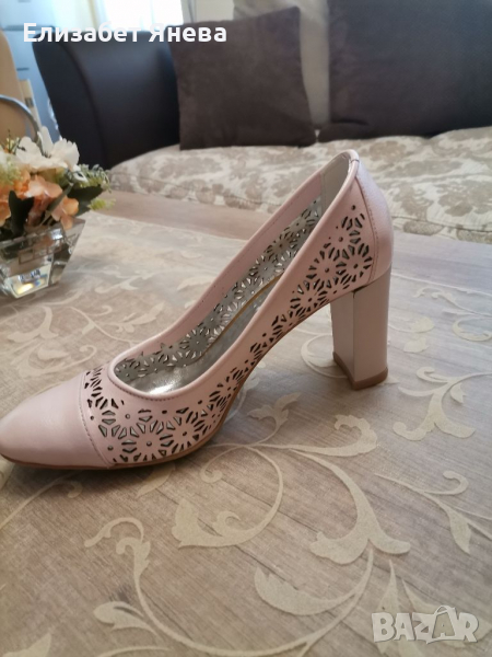 Естествена кожа пролетни обувки бледо розово , снимка 1