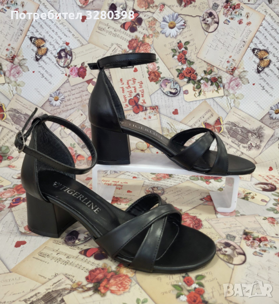 Модни дамски обувки на ток сандалети в черен цвят модел: 728016 black, снимка 1