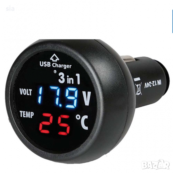 Волтметър , зарядно за кола , термометър за кола VST-706, снимка 1