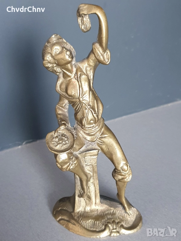 17см-2кг Capodimonte статуетка/Каподимонте бронзова фигура-декорация за каминен часовник, снимка 1