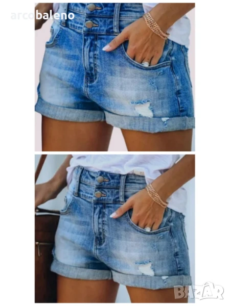 Модни дамски дънкови къси панталонки, 2цвята , снимка 1