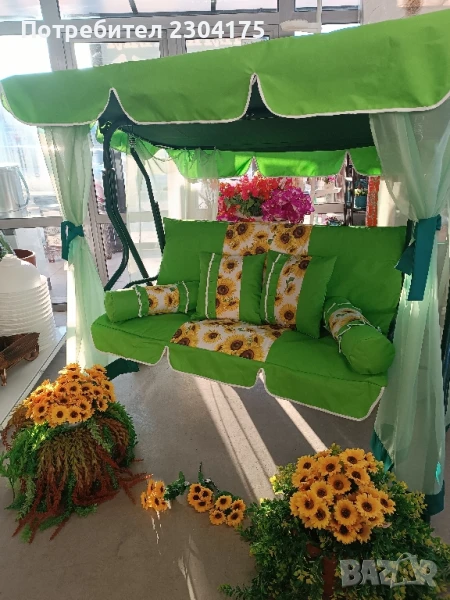 Сезонно намаление:Комплект тапицерия за градинска люлка тройка-сенник и седалка с облегалка -120лв, снимка 1