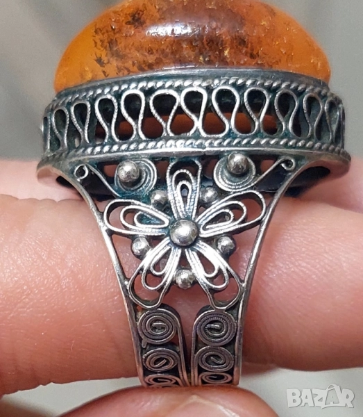 Винтидж Дамски Пръстен Кехлибар, снимка 1