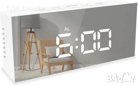 Огледален светещ цифров часовник , мултифункционален, снимка 1