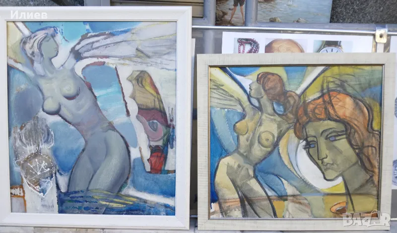 Стари картини Йордан Денев Голо , снимка 1