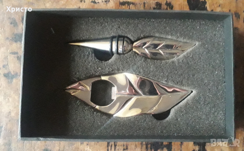отварачка и запушалка за вино метал масивни супер подарък, снимка 1