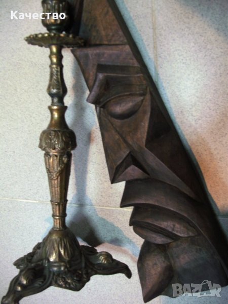 Дърворезба и свещник, снимка 1