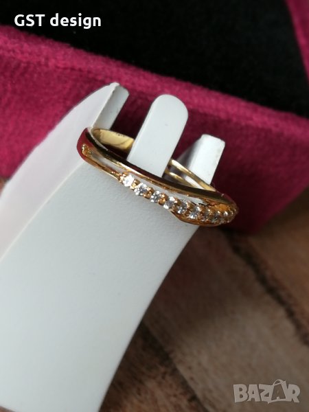 Красив Пръстен 925 сребро с 14к.позлата и 0.20 карата D/VVS1 Диамант/топаз , снимка 1