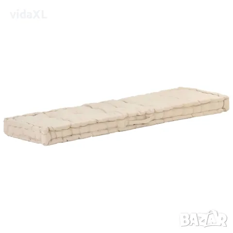 vidaXL Палетна възглавница за под, памук, 120x40x7 см, бежова