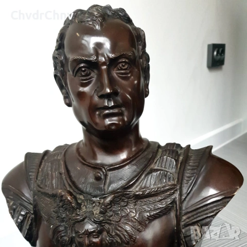 35см-14кг Ruocco статуя-бюст/стара италианска бронзова скулптура/фигура на римски император, снимка 7 - Статуетки - 53035118