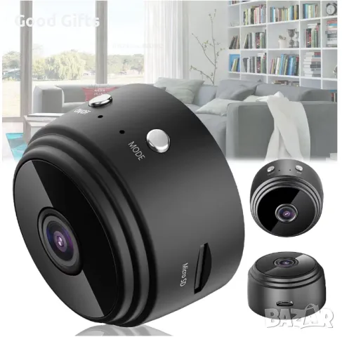 Wi-fi Мини Безжична Камера А9 Smartis, Full HD, Нощно виждане 1080P HD, снимка 4 - HD камери - 47507444