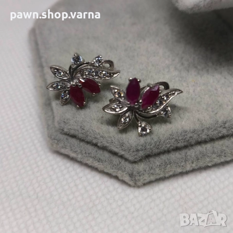 Сребърни обеци с инкрустации – проба 925 – 4,98 г, снимка 5 - Обеци - 50497712