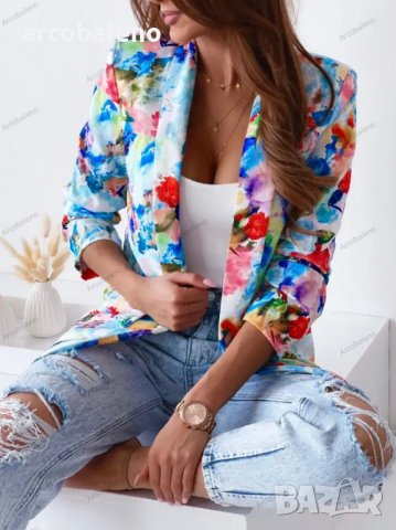 Модно дамско пролетно сако с принт, 5цвята , снимка 7 - Сака - 39988653