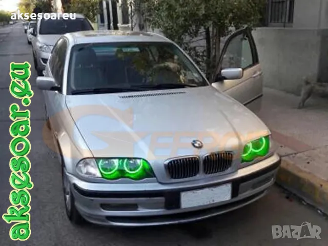 Ангелски очи многоцветни RGB LED Фарове Angel Eyes DRL за кола пръстени 2x131 и 2x146 mm за BMW, снимка 2 - Аксесоари и консумативи - 48039286