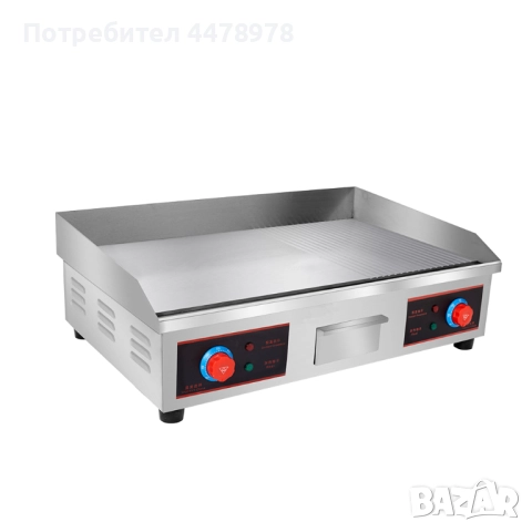 Професионална газова скара с гладко-оребрена плоча от неръждаема стомана – 73 см