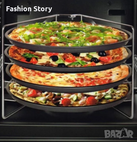 Комплект за печене на пица с хромирана метална стойка, снимка 2 - Съдове за готвене - 51853653