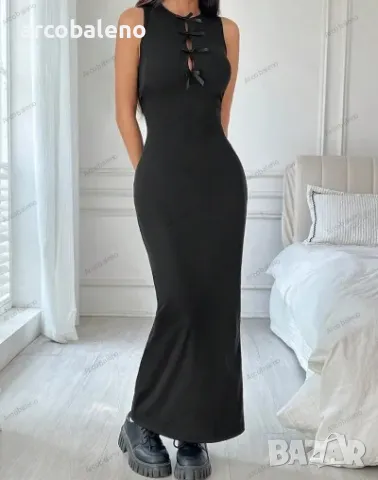 Дамска семпла рокля без ръкави с кръгло деколте, снимка 4 - Рокли - 49724281