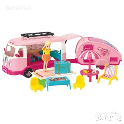 Розов кемпер и каравана, снимка 2 - Кукли - 53556252